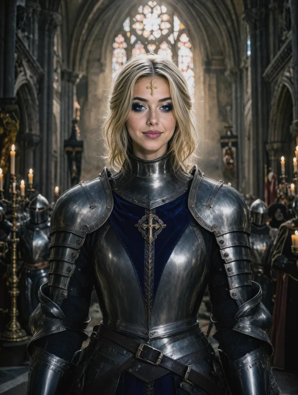 A Striking Vertical Portrait Of A Young Knightess With Flowi...