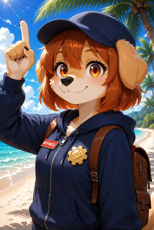 An Anthropomorphic Dog Girl, Dog-kin, With Tan Fur, Short Bo...