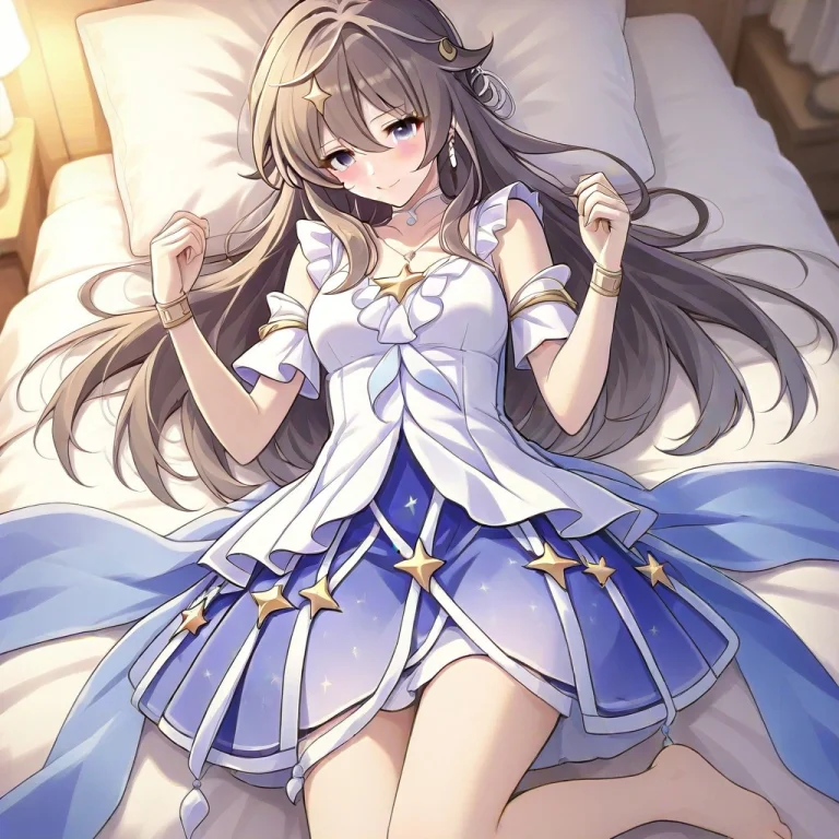 1girl, Barefoot, Solo, Ai-generated, Lying, Pillow, Jewelry,...