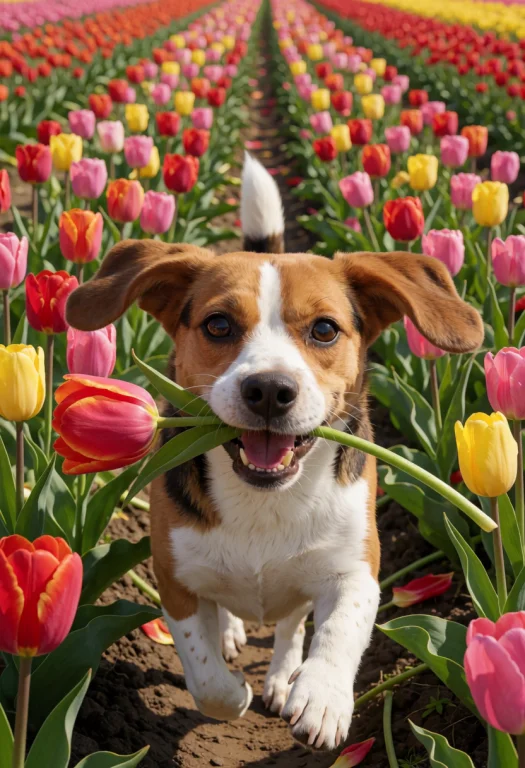Loratulipmania1,jaynl-tm,made Of Tulips, A Mischievous Beagl...