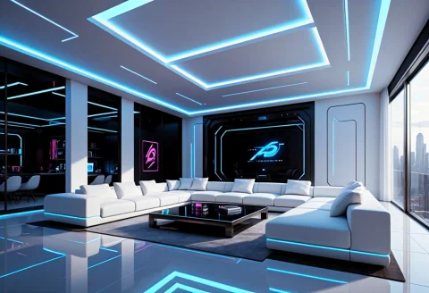 Masterpiece, 3d Render, Ultra Modern Luxury Living Room, Big... — SDXL AI Prompt: (masterpiece), 3d render, ultra modern luxury living room, big windows. The ceil...