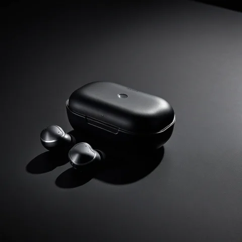 Loratechmatteblackstudiov10.80, Techmatteblack, A Wireless E... — SDXL AI Prompt: , techmatteblack, a wireless earbuds case on a matte black surface, deep low-key...