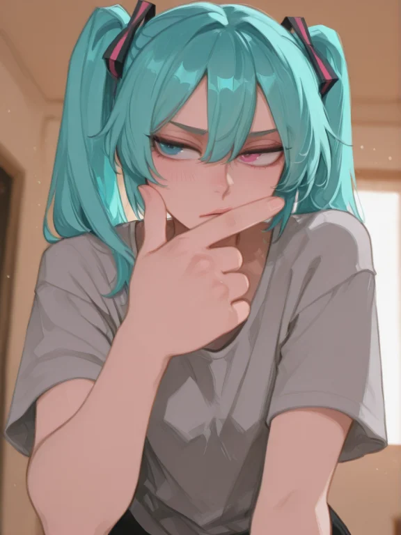 , 1girl, Solo, Hatsune Miku, Turquoise Hair, Twintails, Hair...