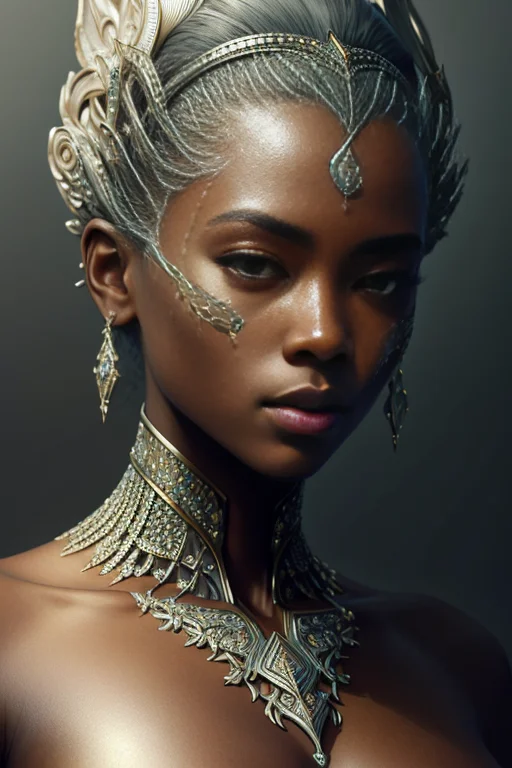 Portrait Of A Beautiful Dark Skin Queen, Heavenly, Sexy Fit...
