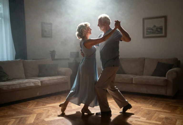 An Elderly Couple Dancing In Their Living Room, Cinematic Ph...