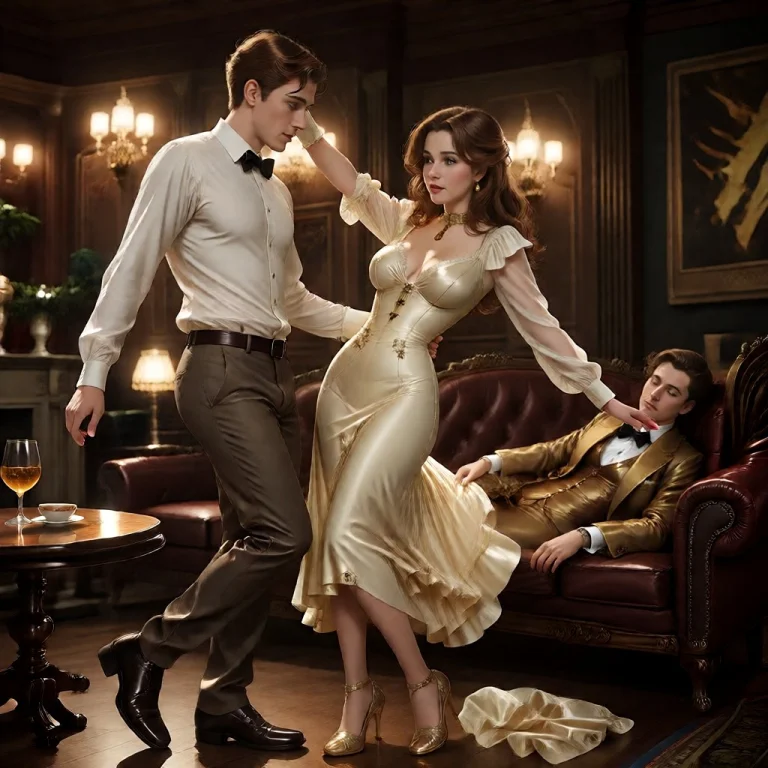 The Living Room A Young Man Is Dancing, With His Hand On The...