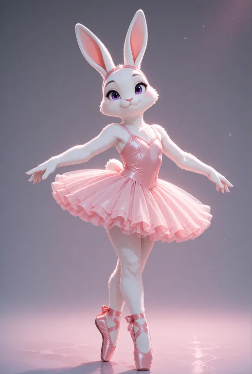 Bunny Girl, Anthropomorphic Rabbit, White Fur, Purple Eyes,...
