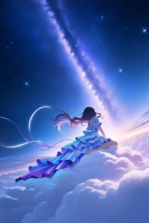 1girl, Floating Hair, Iridescent Clothes0.8, Ribbon, Frills,...