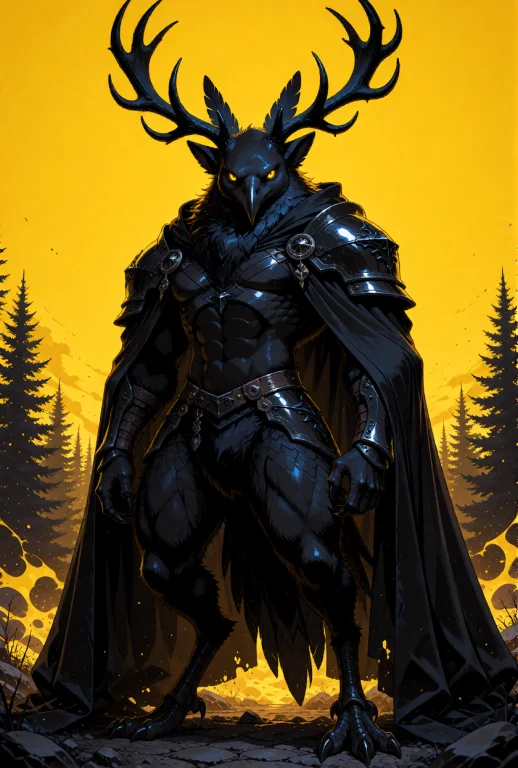 A Monstrous Chimera Creature, A Hybrid Of A Raven And A Stag...