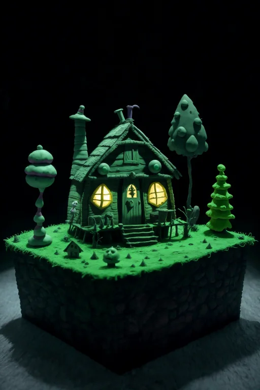 A Tim Burton Claymation Of Village Hut, Scene From Beetlejui...