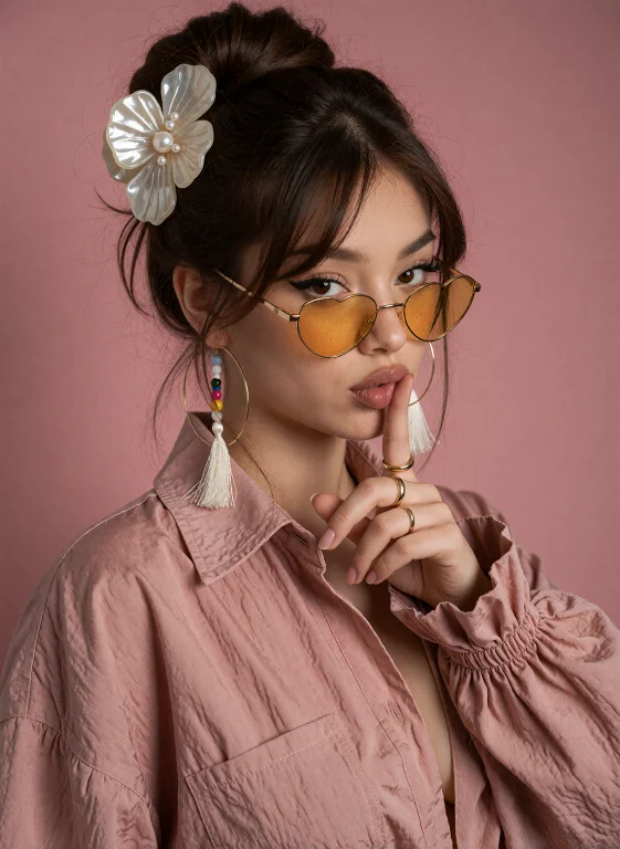 A Young East Asian Woman With A Soft Oval Face, Fair Warm-to...