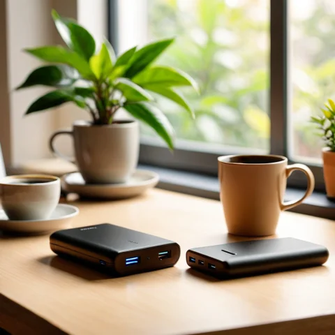 Loratechlifestyledeskv10.80, Techlifedesk, A Portable Power... — SDXL AI Prompt: , techlifedesk, a portable power bank on a cozy desk with a coffee cup and small...