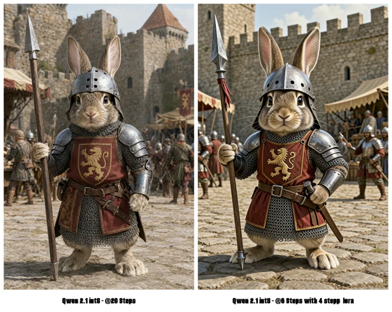 A Cute Little Medieval Warrior Bunny Stands Confidently In T...