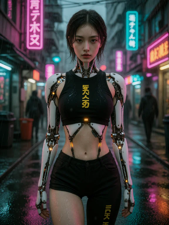 Cinematic Hyper-realistic Photo, A Stunningly Beautiful Cybo...