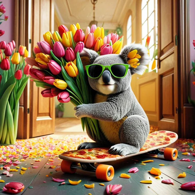 Jaynl-tm, Made Of Tulips, A Koala In Sunglasses Crashing Thr...