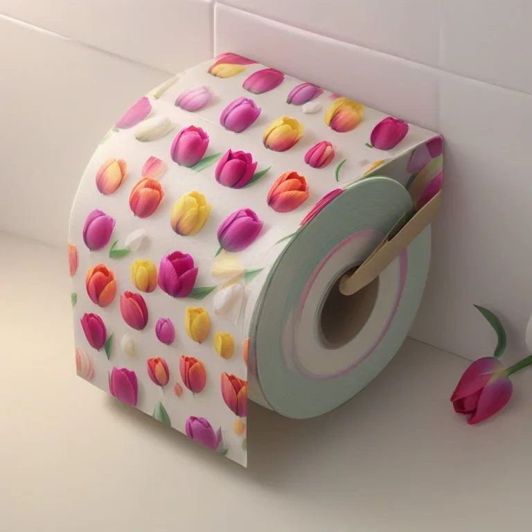 Cute Transparent Toilet Paper Filled With Tulips, Cinema Lig...