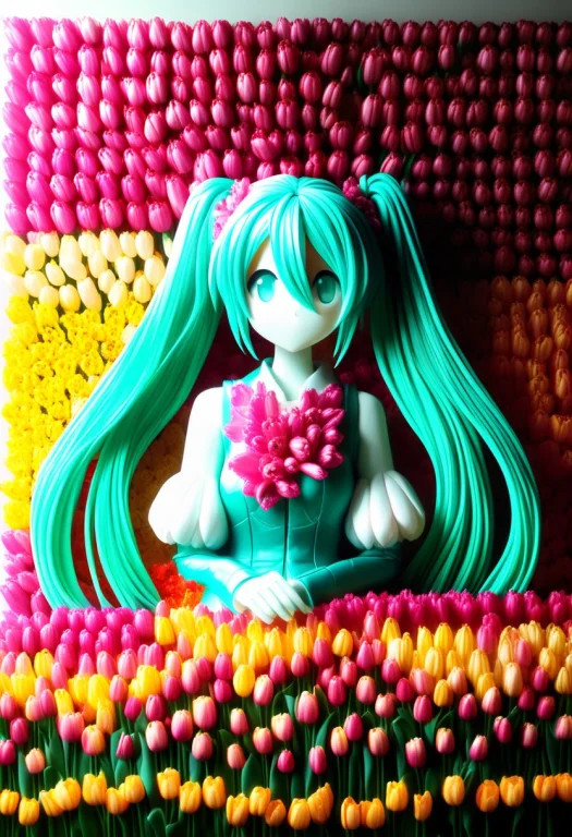 Hatsune Miku Made Of Tulips