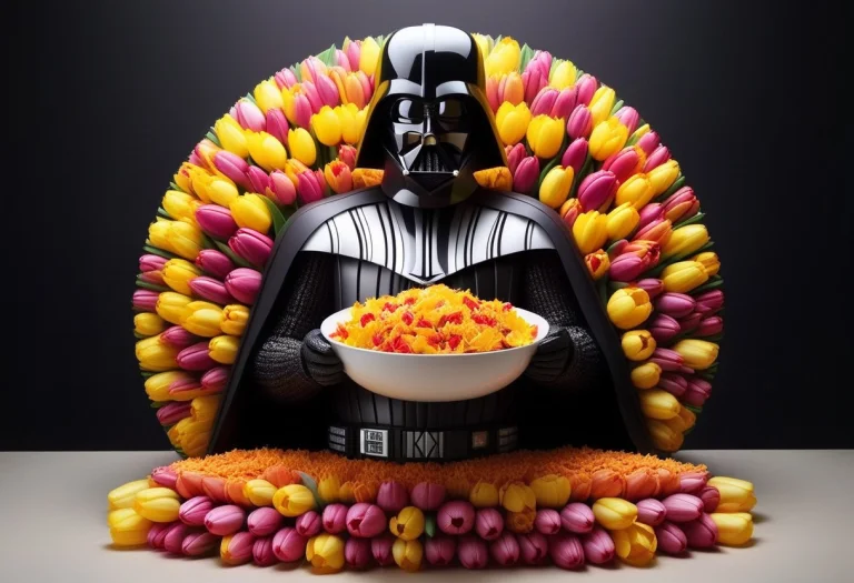 Jaynl-tm, A Sculpture Of Darth Vader Made Of Tulips Sitting...