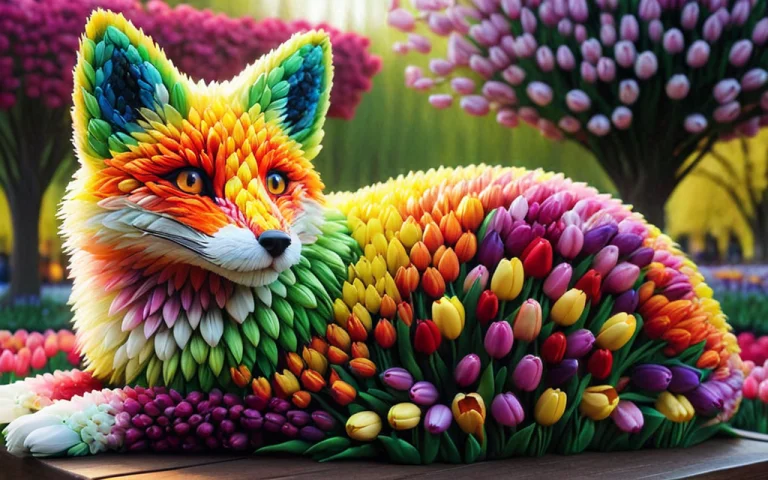 Jaynl-tm, Loratulipmania1 Colorful, Luminous, Fox Made Of Tu...