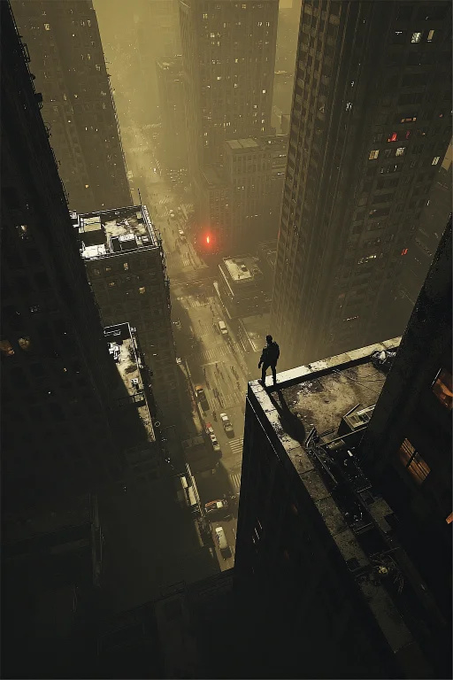 A Cinematic Game Render Capturing A Dizzying, Top-down Persp...