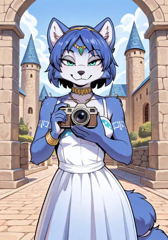 Krystalstarfox, 1girl, Furry, Furry Female, Animal Ears, Blu...