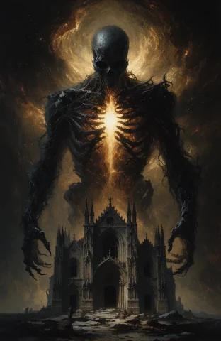Emerging From The Throat Of A Churning, Primordial Maelstrom... — Stable Diffusion AI Prompt: Emerging from the throat of a churning, primordial maelstrom in the heavens, a c...