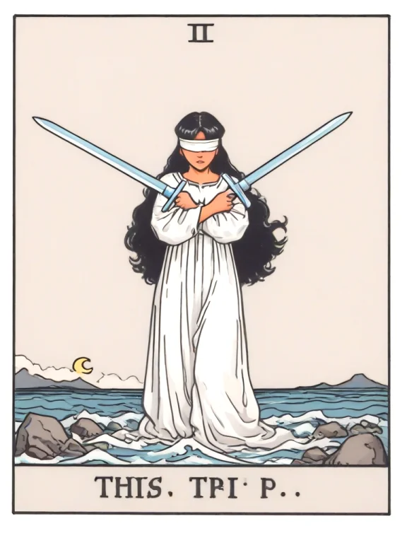 Tarot, Two Of Swords, Ii, Solo, 1woman, Blindfolded, Seated,...