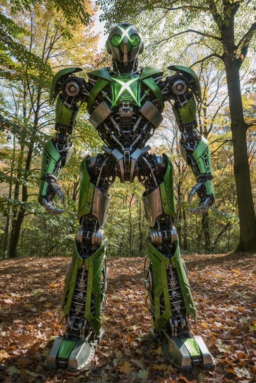 A Full-body Photo Of An Xbox Themed Robot Hairy Legs, Freckl...