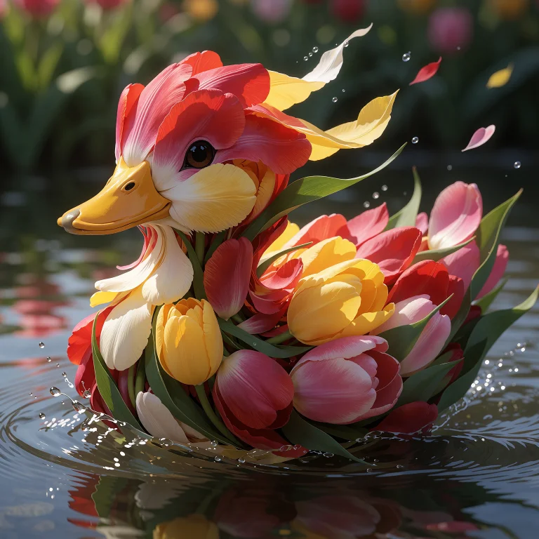 Digital Illustration Of A Solo Cute Duck Transformed Entirel...