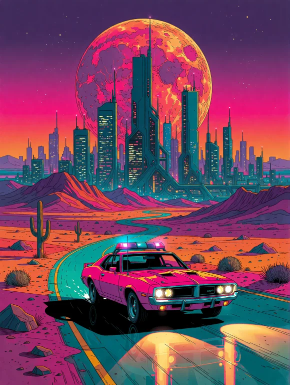 Strangedaal, A Hyper-detailed, Neon-soaked Cyberpunk Citysca...