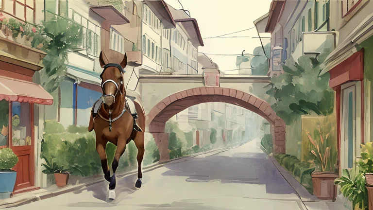 Loracolorwaterv10.75 A Horse In The Streets Of Vienna, 1900s...