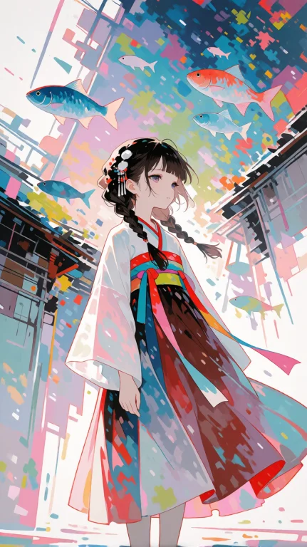 This Is A Dynamic And Vibrant Anime-style Illustration Featu...