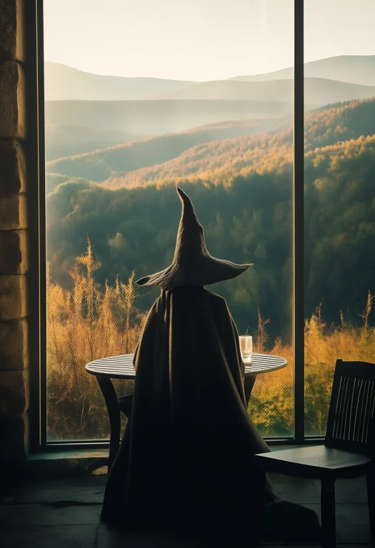 Tsurunj Photograph Of A Solitary, Dark-robed Figure With A P...