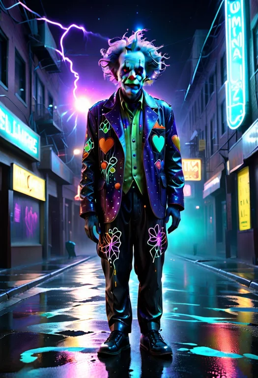 A Cinematic, Detailed Shot Of A Melancholic Clown Standing I...