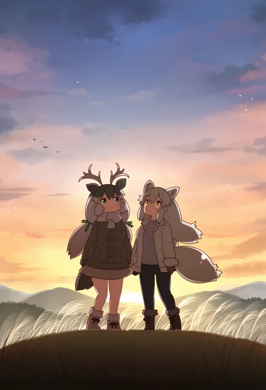 Coroha. Two Female Kemono Friends Characters, Reindeer And A...
