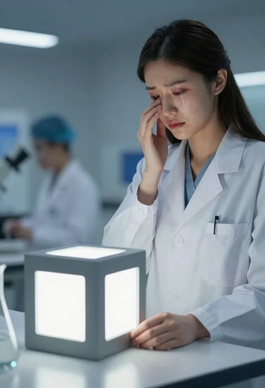 Scientist Who Inspects A 4-dimensional Cube. A Female Goddes...