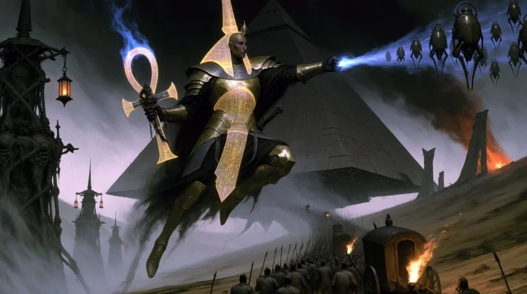Dcgr1mdrk. A Futuristic Egyptian Warrior Leaps Through The A...