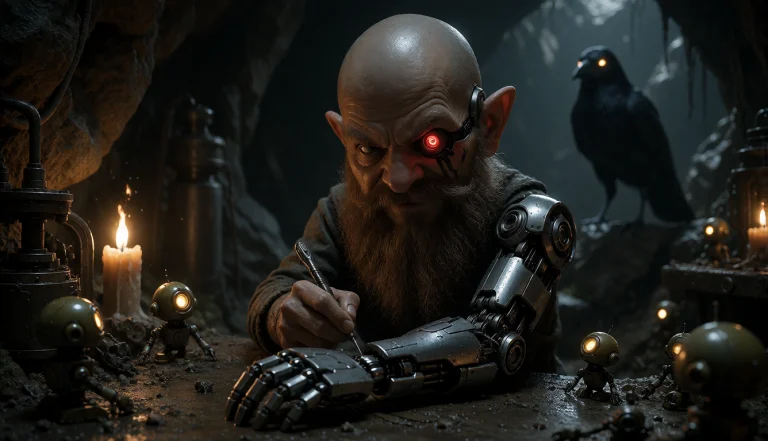 A Little Bald Gnome With A Long Beard, A Sly And Mischievous...