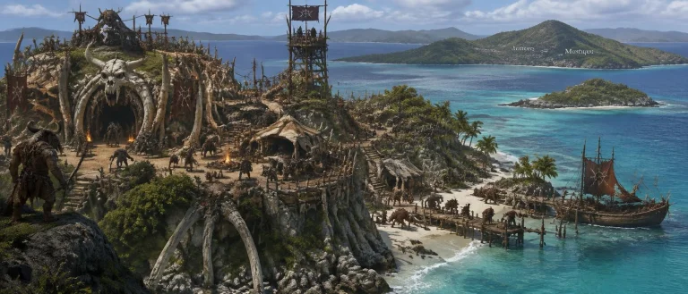 A Settlement Of Chaos Beasts Dnd On An Island Near Mustique
