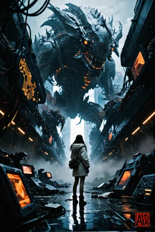A Cinematic Sci-fi Digital Illustration In A Hyper-stylized,... — Stable Diffusion AI Prompt: A cinematic sci-fi digital illustration in a hyper-stylized, atmospheric, low-an...
