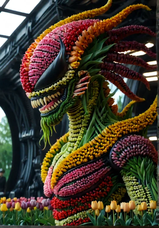 Alien Jaynl-tm, Made Of Tulips, A Majestic Made Of Tulip, 8k...