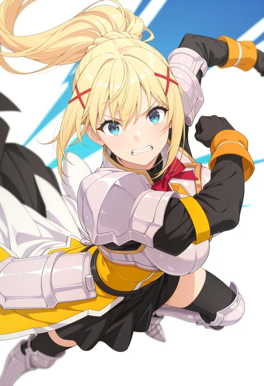D4rkn3ss9ucnr, 1girl, Long Hair, Blonde Hair, Ponytail, Blue...