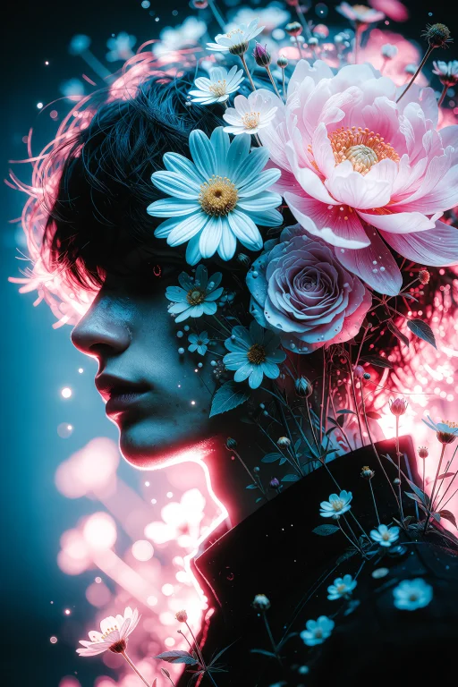 This Digital Composite Artwork Features A Split Composition...
