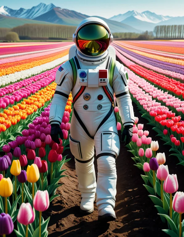 Tulipmania, A Gigantic Astronaut Entirely Composed Of Thousa...