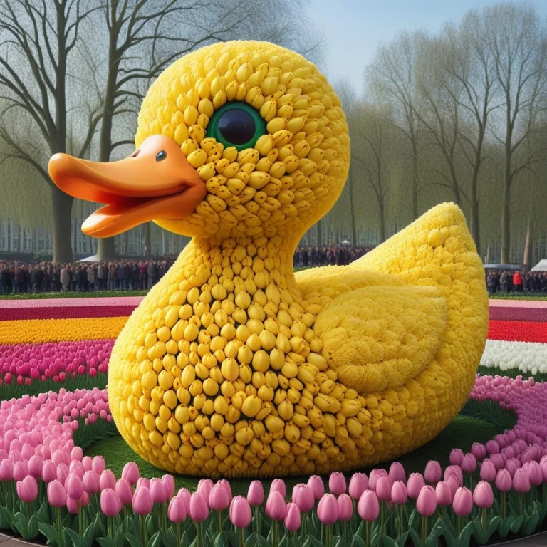 Jaynl-tm, A Giant Duckling, Made Of Tulips