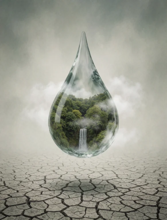 A Surreal Concept Of A Tiny Thriving Green Forest With A Wat...