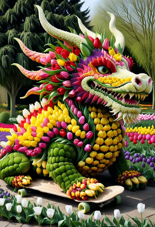 Tulip Petals, Bowser Dragon Turtle Formed Entirely From Dens...