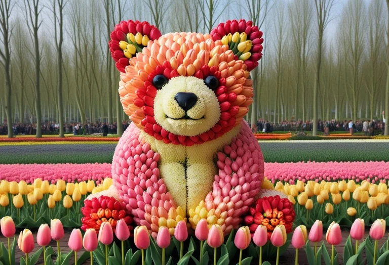 Bear Made Of Tulips