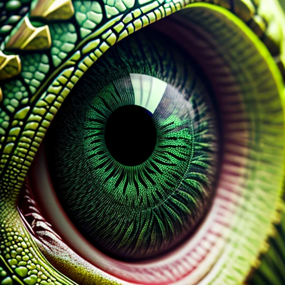 Macro Shot, Close-up Of A Green Tyrannosaurus Rex Eye, Intri...