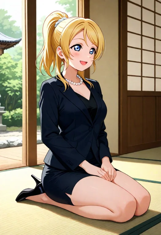 Masterpiece, 1girl, Love Live Ayase Eli, Black Blouse, Black...